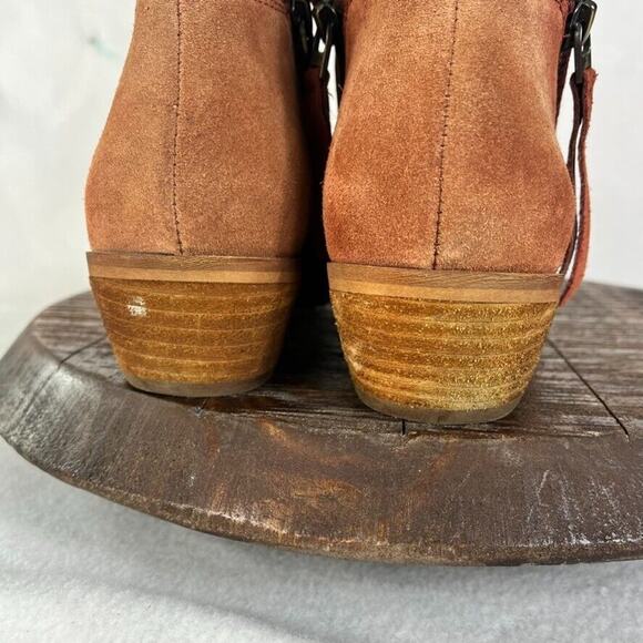 Sam Edelman Booties Womens 9 Packer Rust Suede Leather Stacked Heel Ankle - Picture 13 of 13